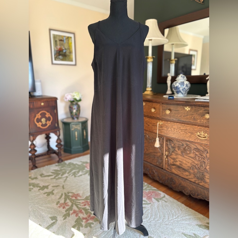 Black Maxi Slip Dress XXL Minimalist Cami Dress Flowy Sleeveless - A New Day